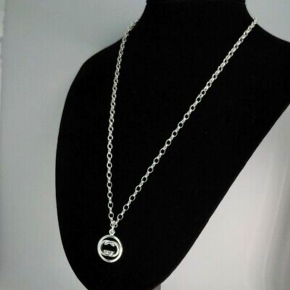 🔥GUCCI Necklace Interlocking Doppia G Pendant Sterling Silver Authentic Unisex - Picture 5 of 6